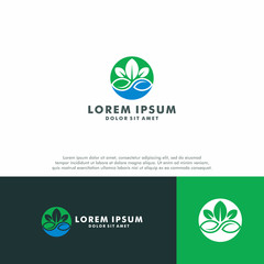 Green leaf logo template, Garden icon vector illustration