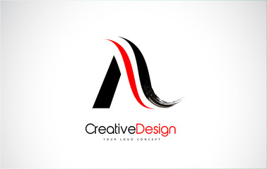 Red and Black A Letter Design Brush Paint Stroke
