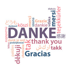 kleine Dankeskarte im Mosaik Stil - mehrsprachige Karte