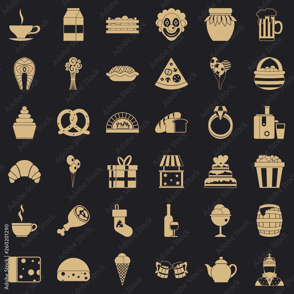 Poster big bounty icons set. simple style of 36 big bounty vector icons for web for any design
