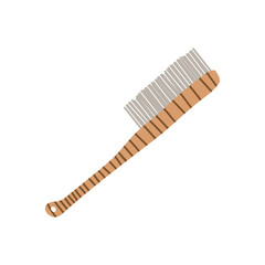 Wooden Scrub Brush with Handle, Zero Waste Reusable Object, Eco lifestyle Concept Vector Illustration