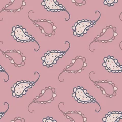 Rollo Vector Paisley Line art Design on dusty pink seamless pattern background. © Aga Bell