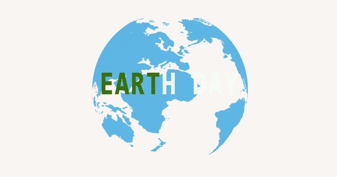 4K Video. Earth Day. Planet Erath in moving. The world map on white background.