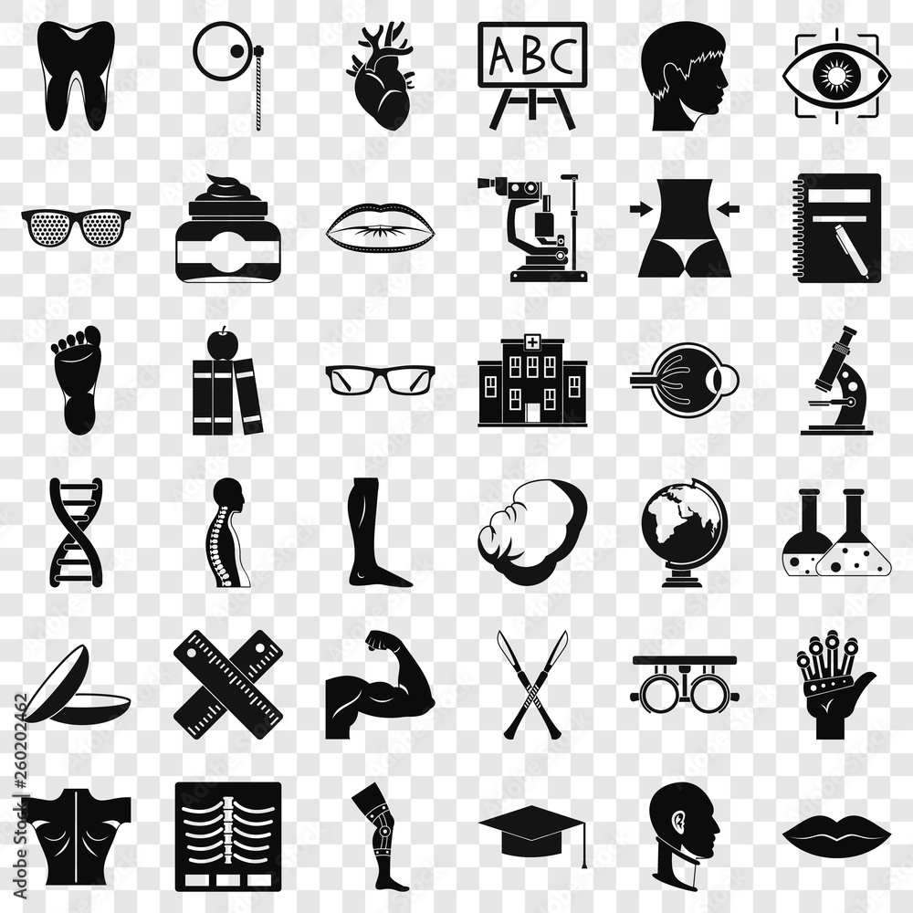 Poster anatomy icons set. simple style of 36 anatomy vector icons for web for any design