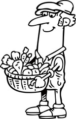 A man carries vegetables in a basket