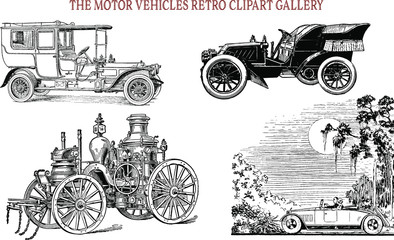Fototapeta na wymiar The Motor Vehicles Vintage ClipArt gallery