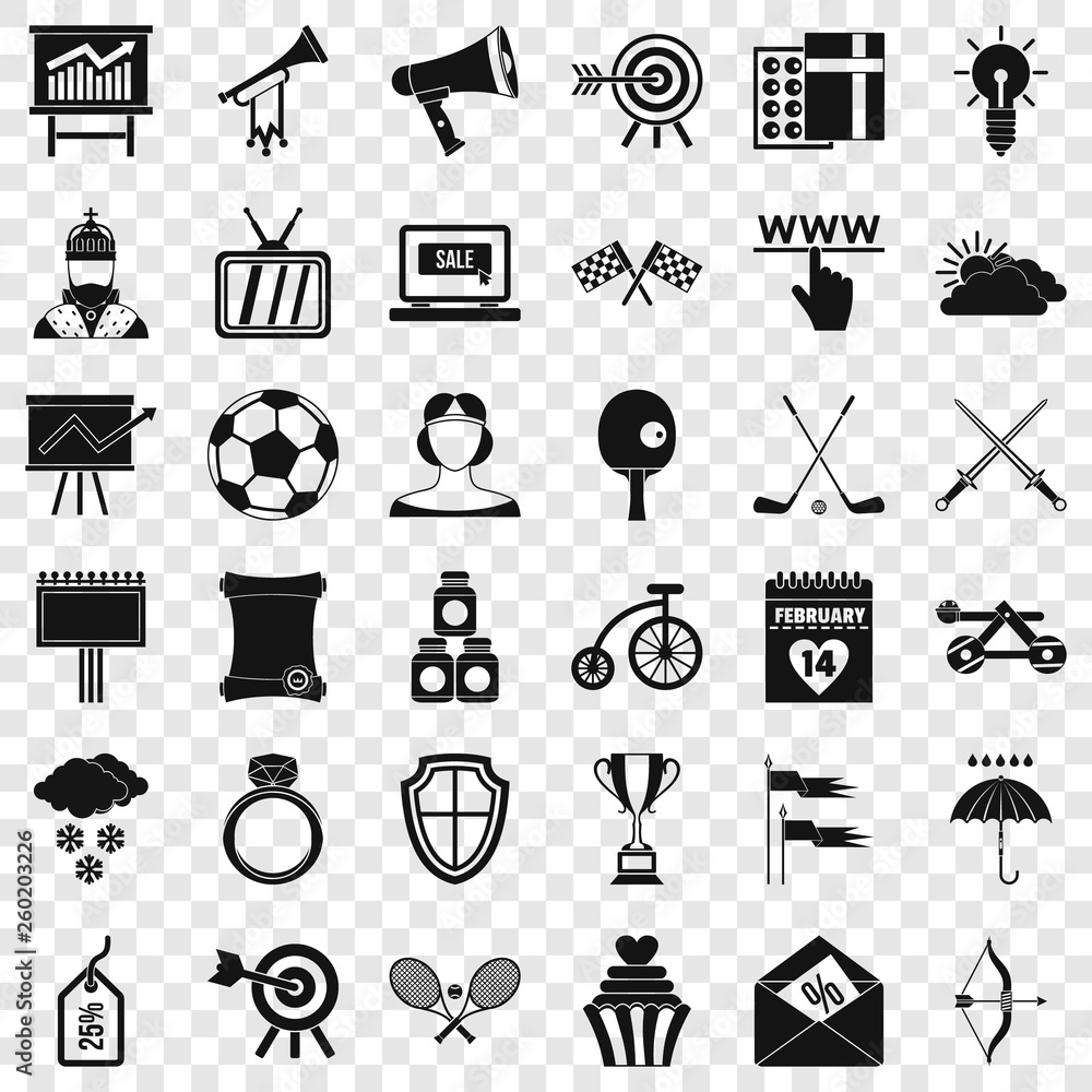 Poster arrow icons set. simple style of 36 arrow vector icons for web for any design