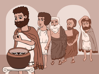 public voting in Ancient Greece funny cartoon