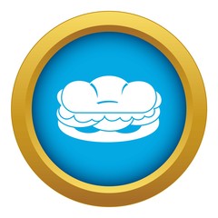 Burger icon blue vector isolated on white background for any design