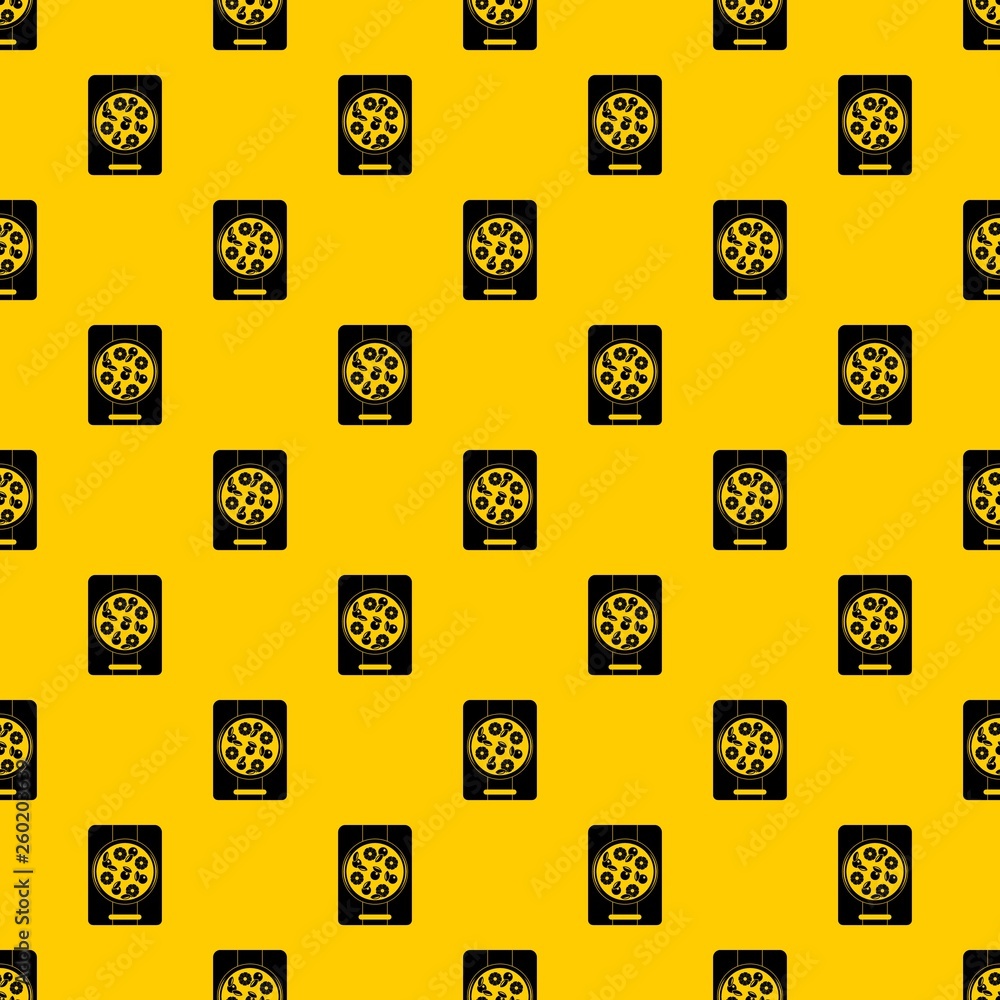Poster pizza with pineapple and basil on board pattern seamless vector repeat geometric yellow for any desi