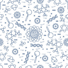 Seamless pattern with variety scientific, education elements.