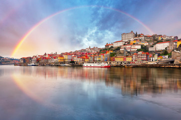 Naklejka na ściany i meble Porto with rainbow, Portugal
