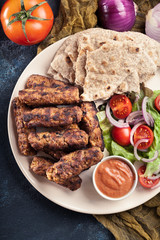 Kebapche or cevapcici, balkan minced meat kebab