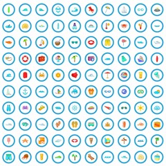 100 sea icons set in cartoon style for any design vector illustration