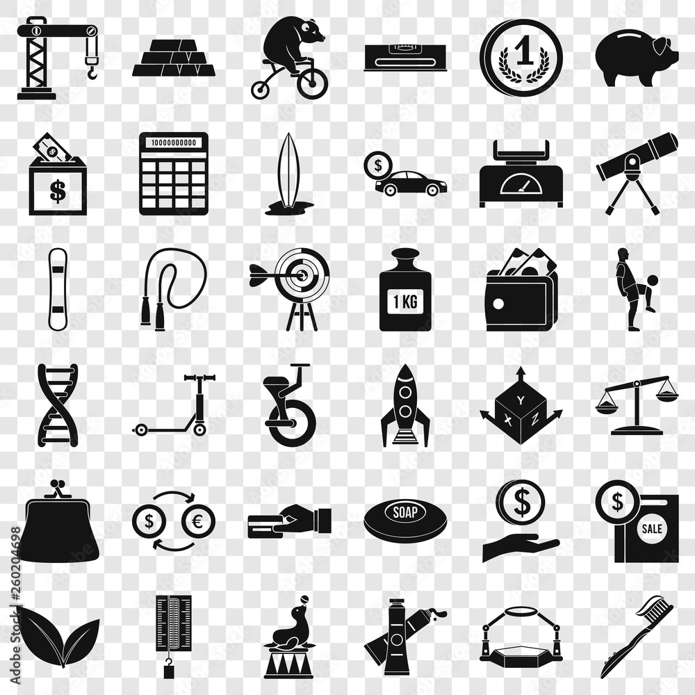 Poster balance icons set. simple style of 36 balance vector icons for web for any design