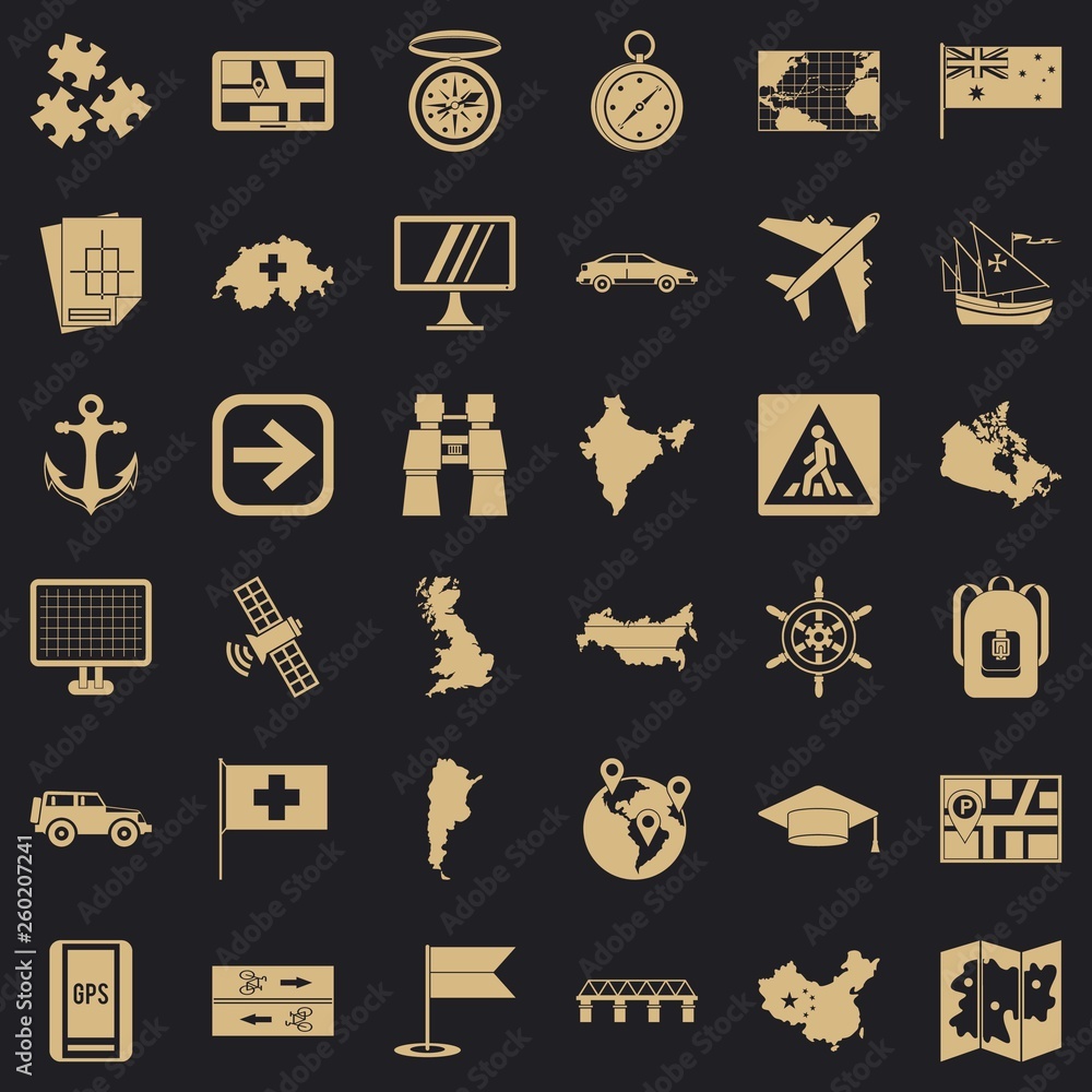 Poster gps icons set. simple style of 36 gps vector icons for web for any design