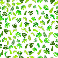 Seamless pattern of tropical leaves