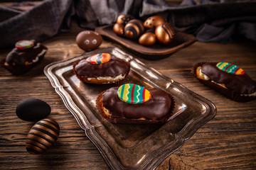 Eclairs with chocolate ganache