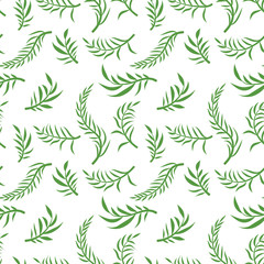 Tropical vector green leaves seamless pattern white background. Exotic wallpaper. Floral seamless pattern - Vector.