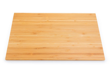 Bamboo cutting board on a white background