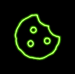 green neon symbol cookie bite