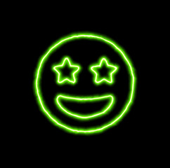green neon symbol grin stars