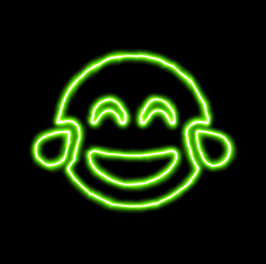 green neon symbol grin tears