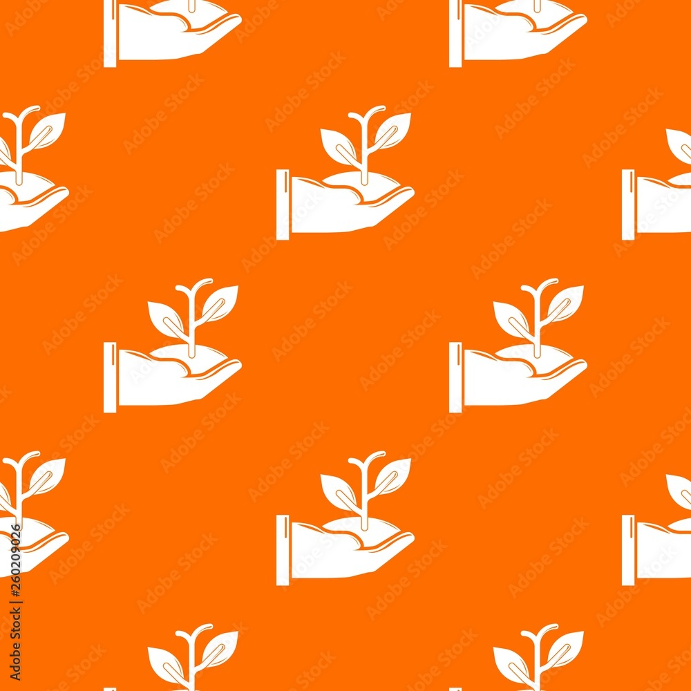 Poster hand sprout pattern vector orange for any web design best