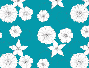 floral, seamless pattern, decor of fabric or wallpaper, hand graphics, illustration