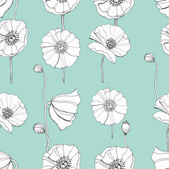 Obraz premium floral, poppies seamless pattern, fabric or wallpaper design, packaging