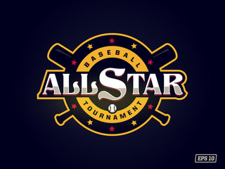 Modern professional emblem all star for baseball game in yellow theme