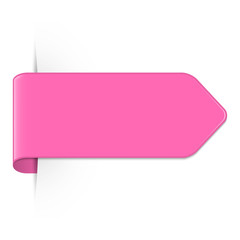 Vector long curved hot pink bookmark arrow with shadow and copy space