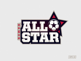 Modern professional emblem all star for soccer game in red theme