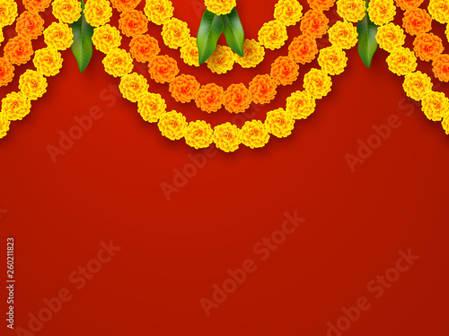 Indian Holiday Background Floral Garland With Yellow