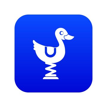 Duck ride in playground icon digital blue for any design isolated on white vector illustration