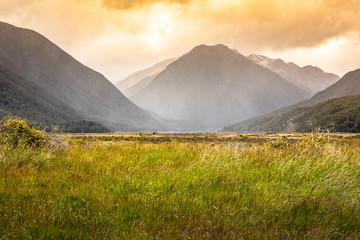 dramatic landscape scenery Arthur's pass in south New Zealand