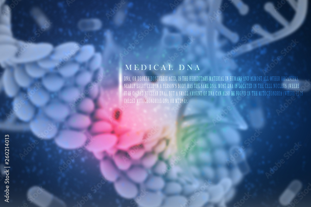 Poster 3d render of dna structure, abstract background