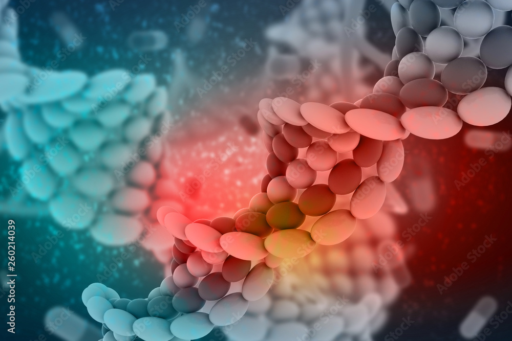 Poster 3d render of dna structure, abstract background