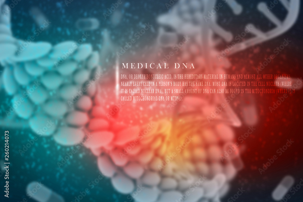 Poster 3d render of dna structure, abstract background
