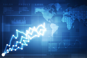 2d rendering Stock market online business concept. business Graph 