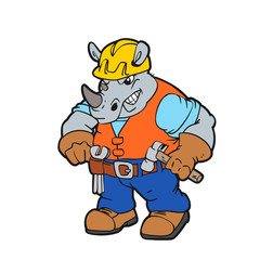 Naklejka premium Big Rhino worker - Vector illustration