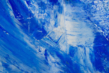 Artistic abstract oil white and blue painted background. Texture, backdrop.