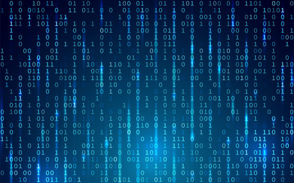 Blue digital background. Random binary code