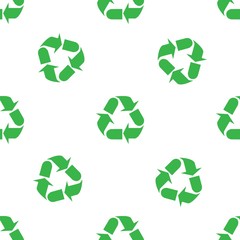 The sign of the three arrows, means recycling. Seamless Wallpaper pattern.  The ability to stretch to any size in all directions without loss of quality.  Vector illustration.  