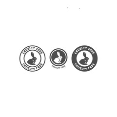 Cruelty free black vector sign with rabbit. Cruelty free label sticker for cosmetics and food instructions.