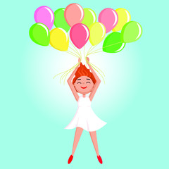 happy girl with balloons