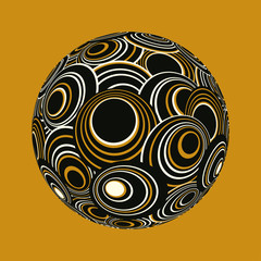abstract ball with concentric circles pattern gold black
