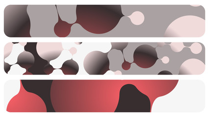 abstract banners set with connected bubbles in silver red