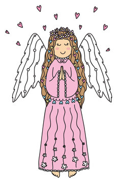 Cute angel on a white background. Illustration. 
