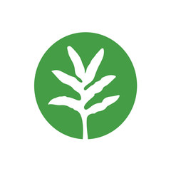 Asian Green Leaf Logo Vector, Simple Icon Design